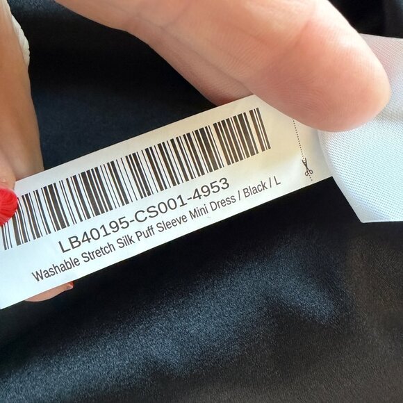 Quince Washable Stretch Silk Puff Sleeve Mini Dress Womens Size L Minimalist Blk - Picture 9 of 11